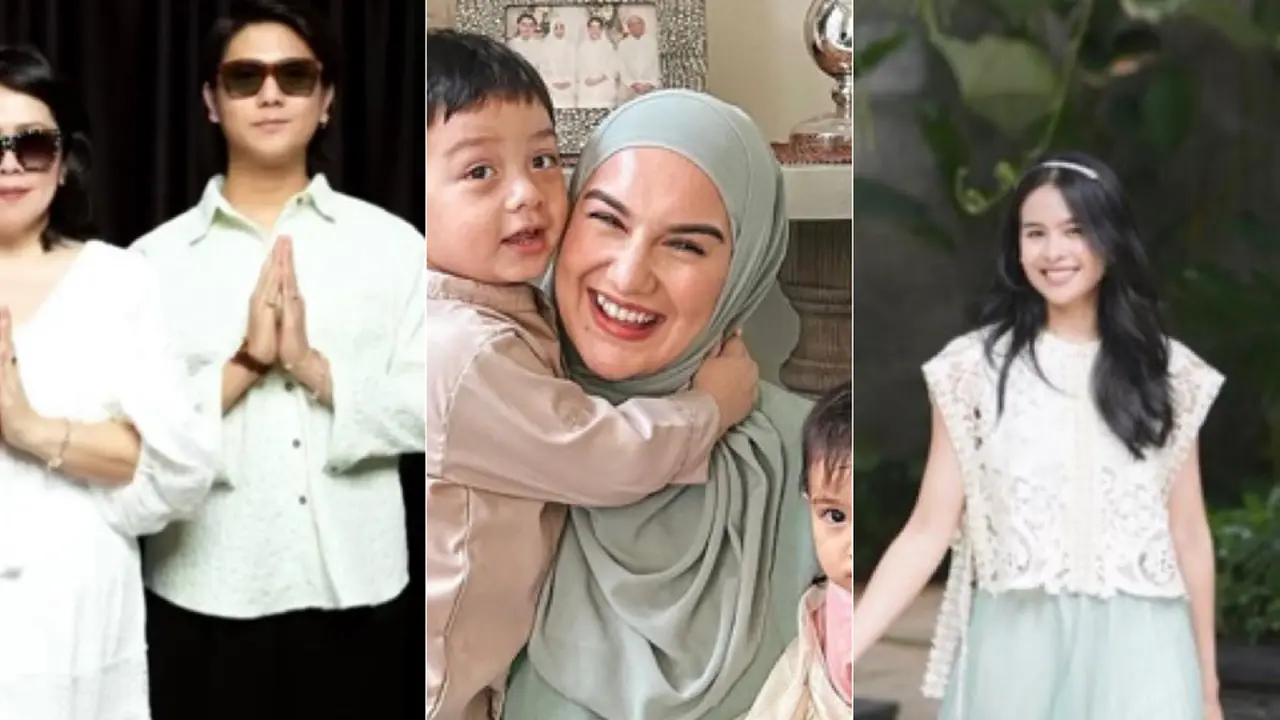 Penampilan Publik Figure Tanah Air Kenakan Baju Lebaran Warna Hijau Sage
