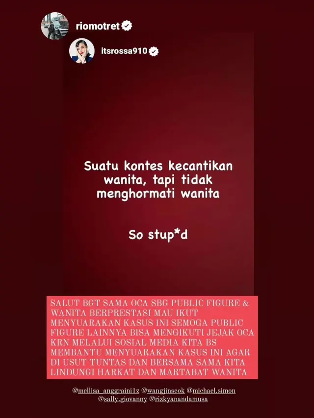 Unggahan Rossa. (Foto: Dok. Instagram @itsrossa910)