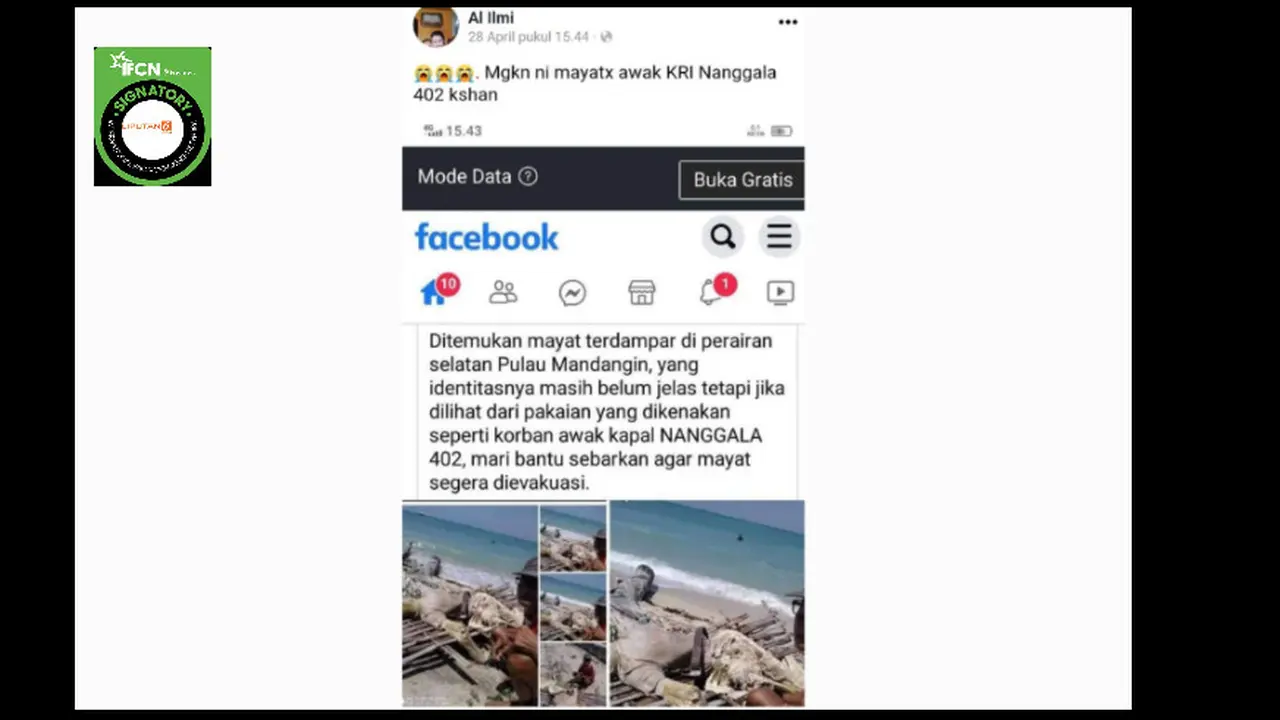 Cek Fakta Liputan6.com menelusuri klaim foto jenazah awak kapal selam Nanggala 402