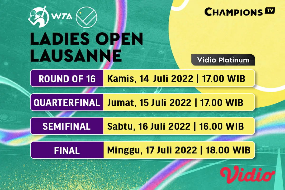 Link Live Streaming WTA Ladies Open Lausanne 2022 di Vidio Pekan Ini