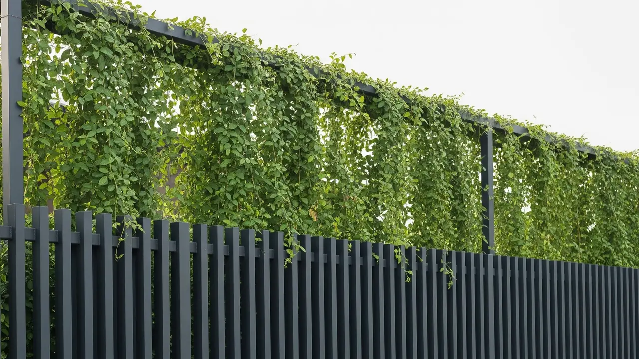 Pagar besi minimalis dengan vertical garden (Image by Gemini AI)