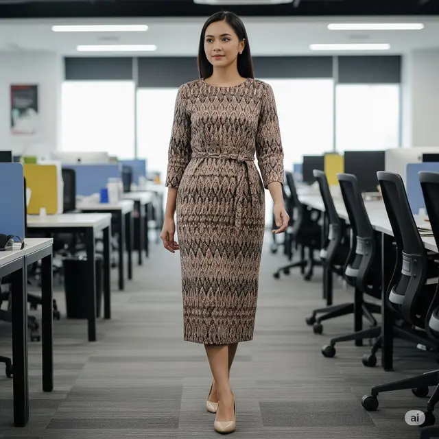 Model Baju Tenun Kantor Wanita. Foto: Gemini