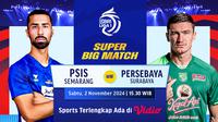 Jadwal super big match BRI Liga 1: PSIS Semarang vs Persebaya di Vidio akhir pekan ini. (sum. doc. vidio.com)