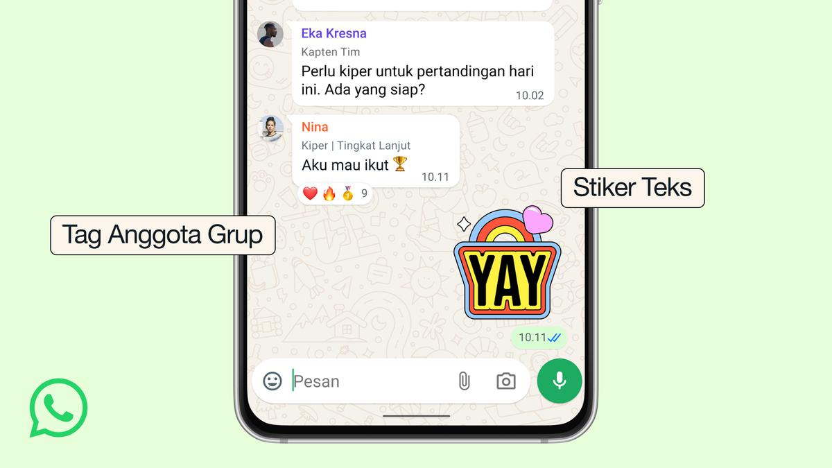 Fitur Baru Group Chat WhatsApp: Tag Anggota, Stiker Teks, dan Pengingat Acara