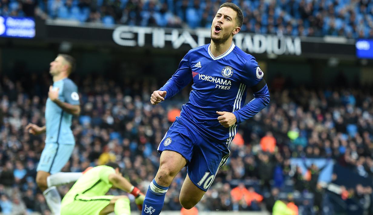 7. Eden Hazard (Chelsea) - 16 Gol (4 Penalti). (AFP/Paul Ellis)