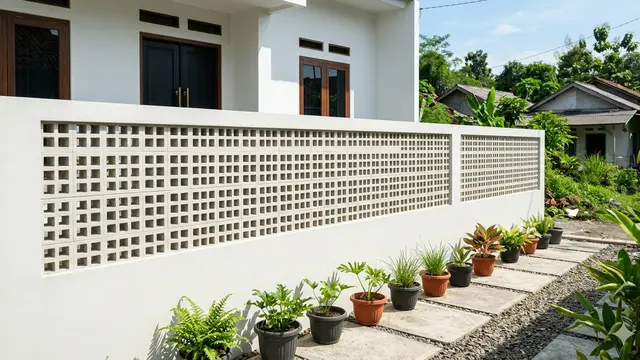 Desain Roster Motif Kotak Kecil yang Cocok untuk Pagar Rumah Sederhana. Gemini