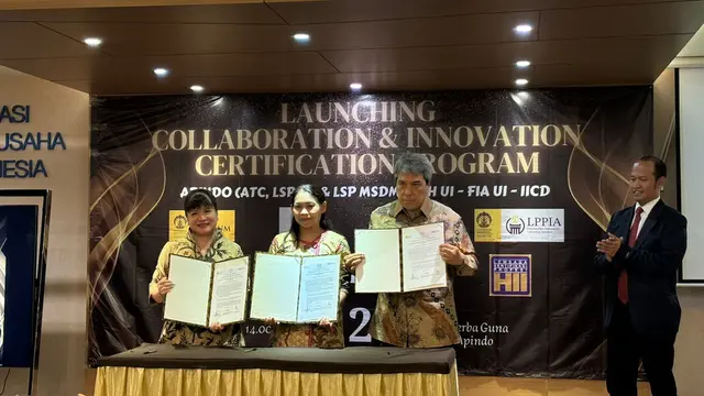 Ketua Umum APINDO, Shinta W. Kamdani dalam peluncuran Collaboration and Innovation Certification Program. (Tira/Liputan6.com)