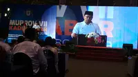 Ridwan Kamil saat memberi sambutan di acara Muprov VII tahun 2019 Kadin Jabar di Cirebon. Foto (LIputan6.com / Panji Prayitno)