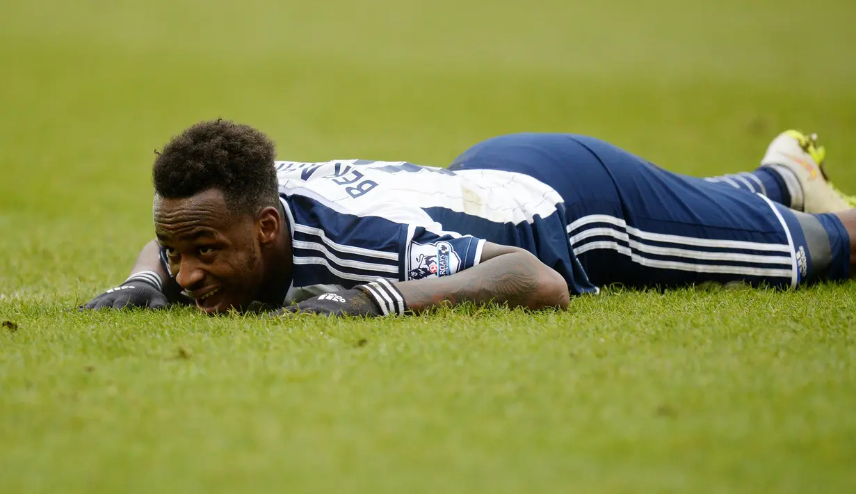 4. Saido Berahino (Striker) - Pria asal Inggris ini dinyatakan positif menggunakan obat terlarang jenis Methylenedioxymethamphetamine (MDMA) atau ekstasi saat bermain untuk West Bromwich Albion. (AFP/Oli Scarff)