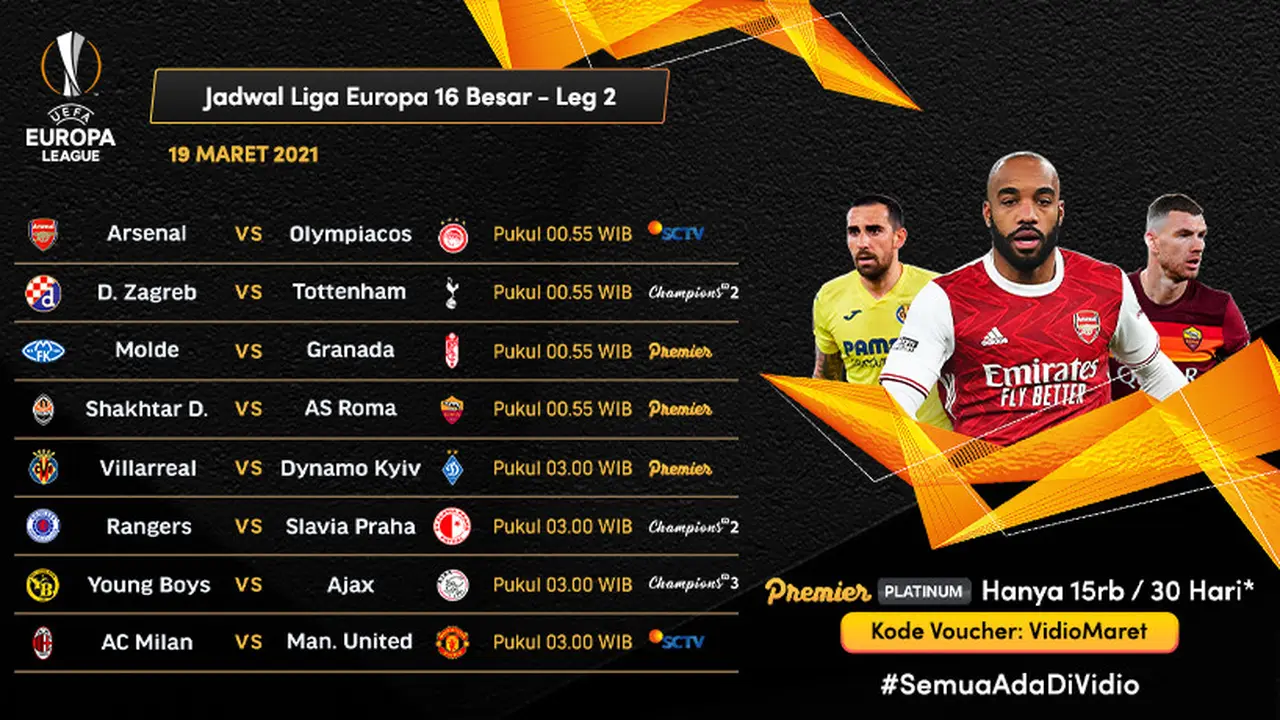 Jadwal Liga Europa di Vidio