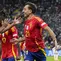 Selebrasi gelandang Timnas Spanyol, Mikel Oyarzabal (kanan) bersama rekannya, Nico Williams (tengah) dan Lamine Yamal usai mencetak gol kedua timnya ke gawang Timnas Inggris pada laga final Euro 2024 di Olympiastadion, Berlin, Jerman, Minggu (14/7/2024). (AP Photo/Manu Fernandez)
