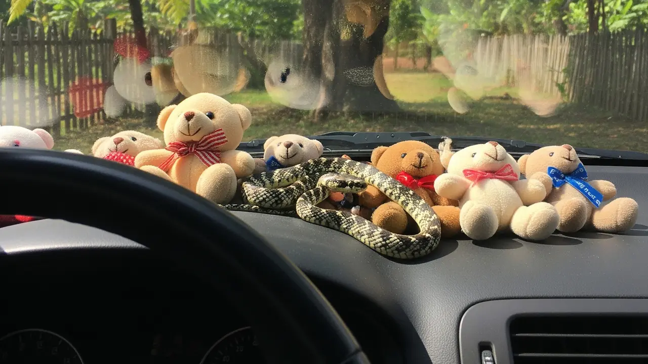 Ular di dashboard mobil