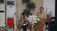 Menteri Dalam Negeri Muhammad Tito Karnavian saat memberi arahan pada Rapat Koordinasi (Rakor) Forum Koordinasi Pimpinan Daerah (Forkompimda) Provinsi Sulut di Kantor Gubernur Sulut, Senin (23/5/2022).