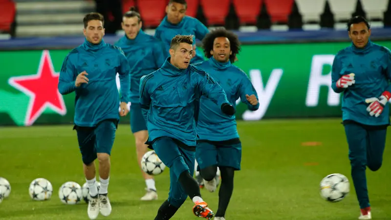 Intip Latihan Pemain Real Madrid Jelang Hadapi PSG di Leg Kedua