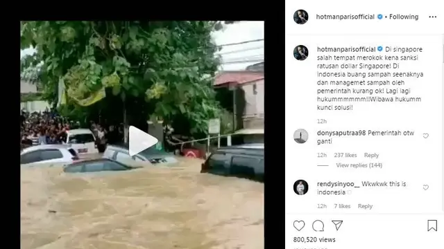 Unggahan Hotman Paris di Instagram. (Foto: Instagram hotmanparisofficial)