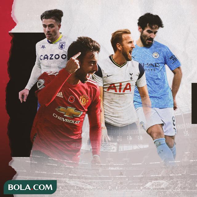 Ilkay Gundogan, Harry Kane, Bruno Fernandes dan Jack Grealish