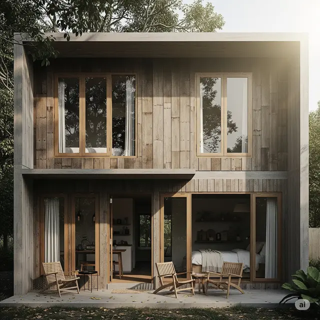Desain Rumah 2 Lantai Sederhana dan Biaya 100 Juta. Foto: Gemini
