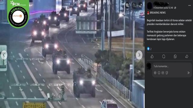 Beredar foto yang diklaim situasi terkini setelah pemberlakuan darurat militer di Korsel. (sumber: Facebook)