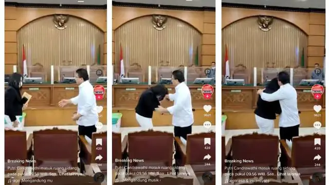 Screenshot momen Putri Candrawathi dan Ferdy Sambo berpelukan. (Sumber: Tiktok @breakingnews66)