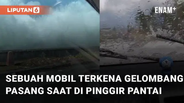 VIDEO: Asyik Berkendara di Pinggir Pantai, Sebuah Mobil Terkena Gelombang Pasang