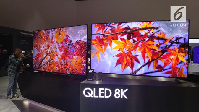 Penampakan TV QLED 8K jadi primadona di Samsung Forum 2019. (Liputan6.com/ Tommy Kurnia)