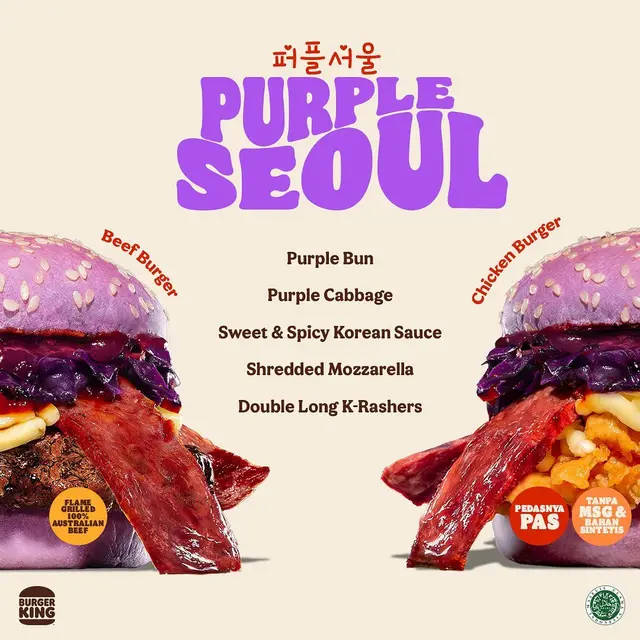 Terinspirasi dari Budaya Korea Selatan, Menu Burger Terbaru Bernuansa Ungu