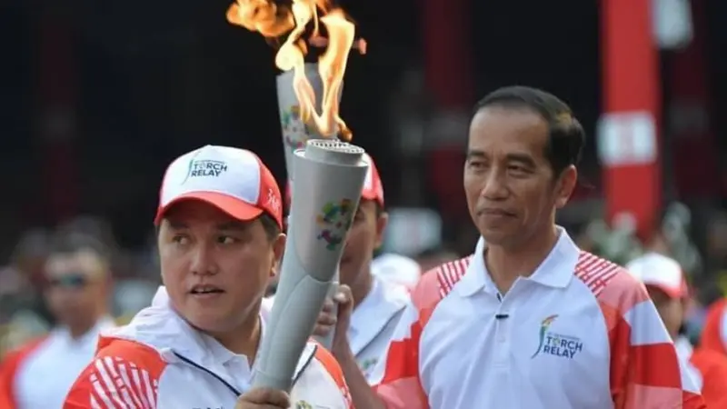 Menteri BUMN Erick Thohir turut serta memperingati ulang tahun Presiden Joko Widodo atau Jokowi