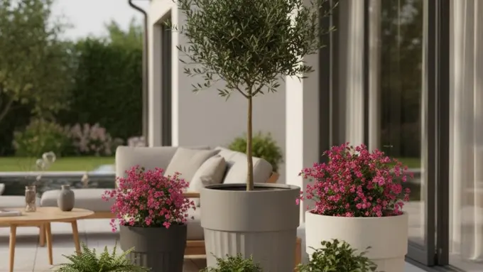 Desain Pot Bunga untuk Teras Hunian/Gemini AI