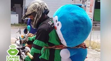 cara kocak driver ojol bawa orderan