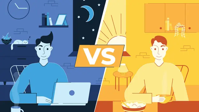 Ilustrasi early bird dan night owl.