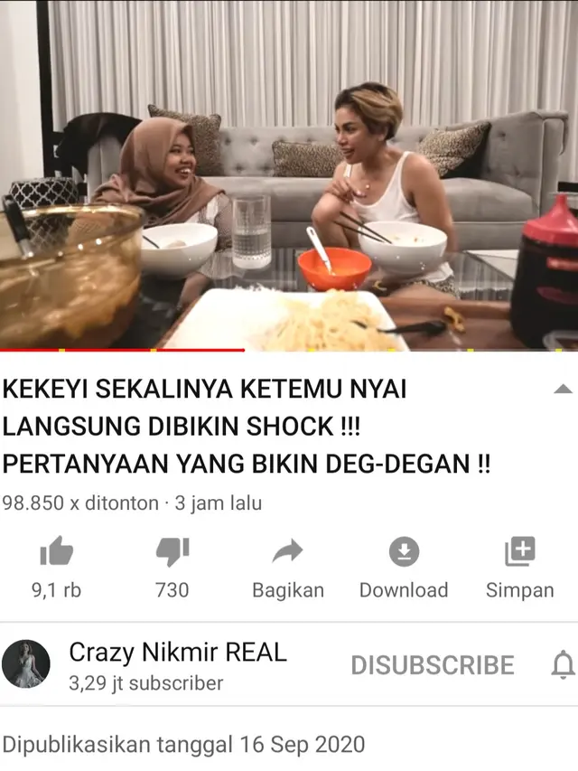 Unggahan Nikita Mirzani. (Foto: YouTube Crazy Nikmir Real)