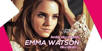 Nama Emma Watson dikenal berkat acting yang memukau dalam serial Harry Potter. Perannya sebagai Hermione disebut-sebut begitu cocok dengan sosok berzodiak Aries tersebut. Andai jadi dia, kira-kira apa saja yang akan aku alami?