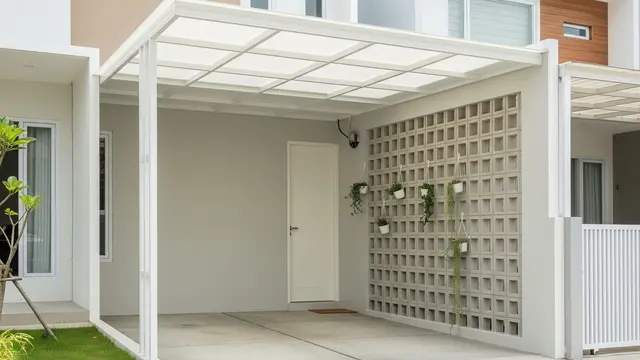Model Carport Semi-Boks dengan Dinding Roster Ventilasi