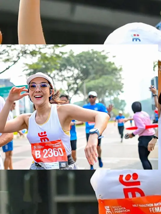 Menjadi peserta half marathon, Gisel berhasil menyelesaikan targetnya dalam waktu 2 jam 31 menit. Di momen tersebut, Gisel pun nampak segar dan sporty dengan kebahagiaan yang memenuhi wajahnya. [Foto: Instagram/gisel_la]