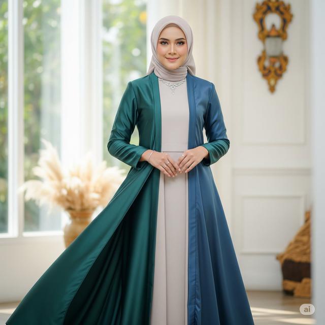 12 Model Gamis Layer Kombinasi Outer Panjang yang Elegan, Simak Tips ...