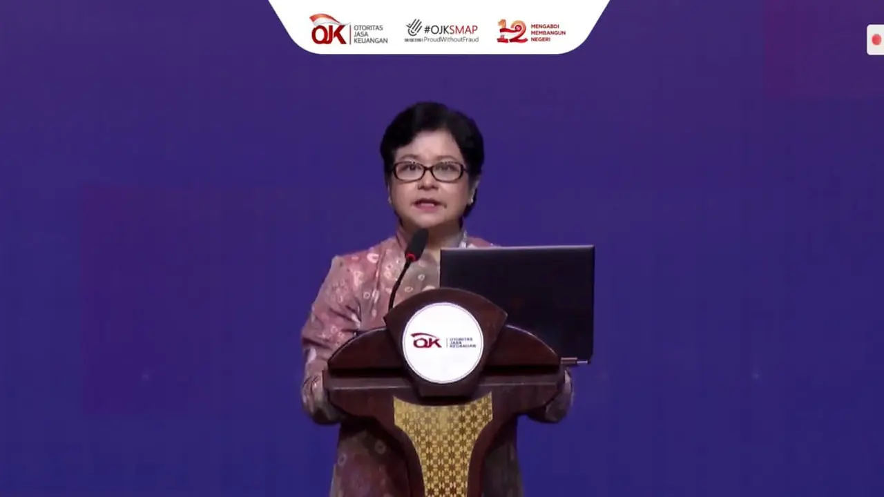 Ketua Dewan Audit OJK, Sophia Wattimena, dalam acara RISK & GOVERNANCE SUMMIT TAHUN 2023 di Jakarta, Kamis (30/11/2023). (Tira/Liputan6.com)