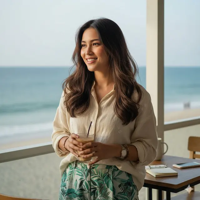Model Rambut Wanita Panjang Bergelombang (Foto: Gemini AI)