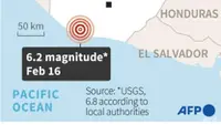 Peta Guatemala, lokasi episentrum gempa berkekuatan 6,2 skala Richte pada 16 Februari 2022. (Foto: AFP/ Nicolas Ramallo)