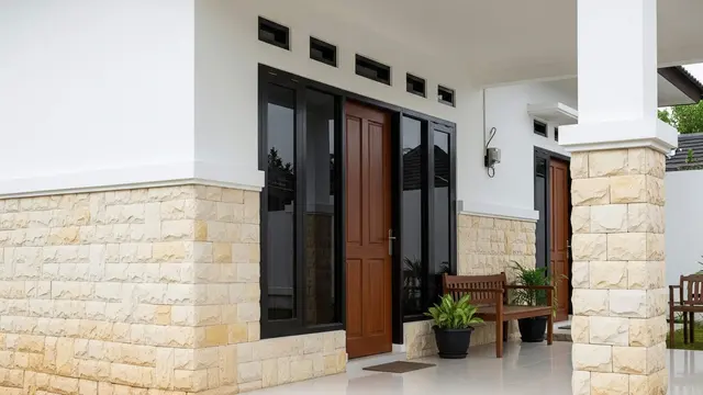 Model Teras Rumah Desa yang Terlihat Modern Hanya dengan Cat dan Batu Alam