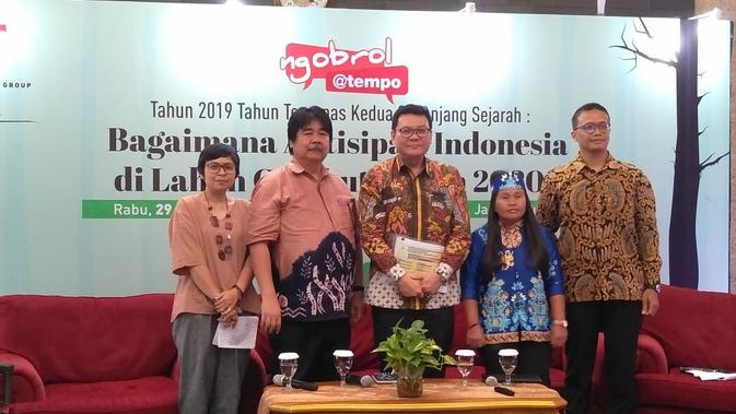Diskusi publik terkait antisipasi kebakaran hutan dan lahan gambut tahun 2020, Rabu, 29 Januari 2020 di Balai Kartini, Jakarta. (Liputan6.com/Adhita Diansyavira)