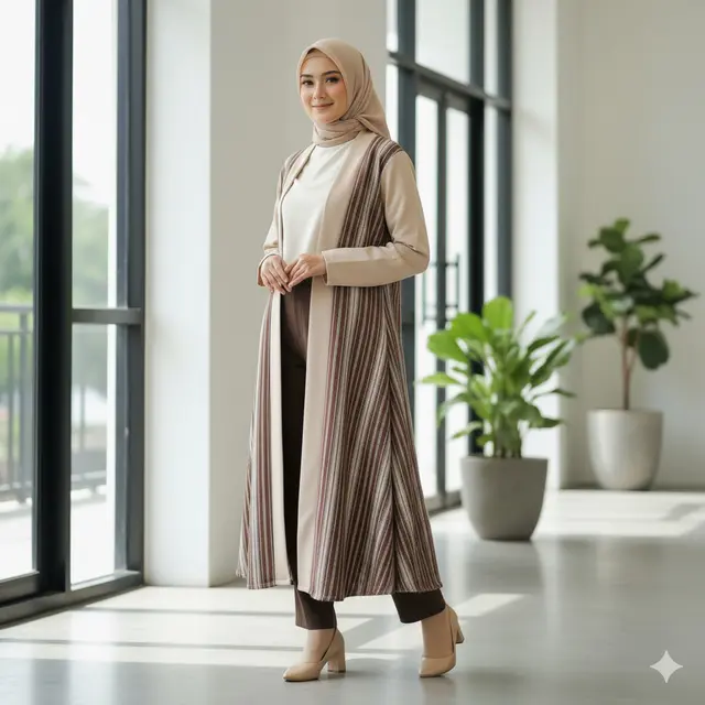 Model Baju Lurik Kombinasi Polos Terbaru