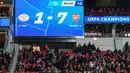Arsenal sukses menghajar PSV Eindhoven dengan skor telak 7-1 dalam laga leg pertama 16 besar Liga Champions 2024/2025 yang digelar di Philips Stadion, Rabu (5/3/2025) dini hari WIB. (AP Photo/Peter Dejong)