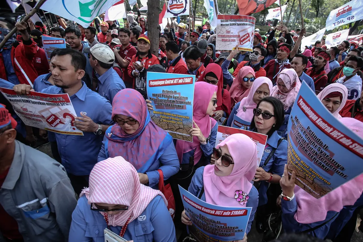 Demo Pekerja JICT di Kementerian BUMN