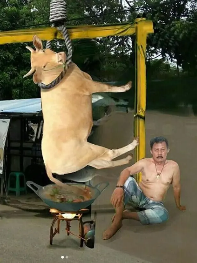 6 Editan Foto Sembelih Hewan Kurban saat Iduladha Ini Bikin Ngakak