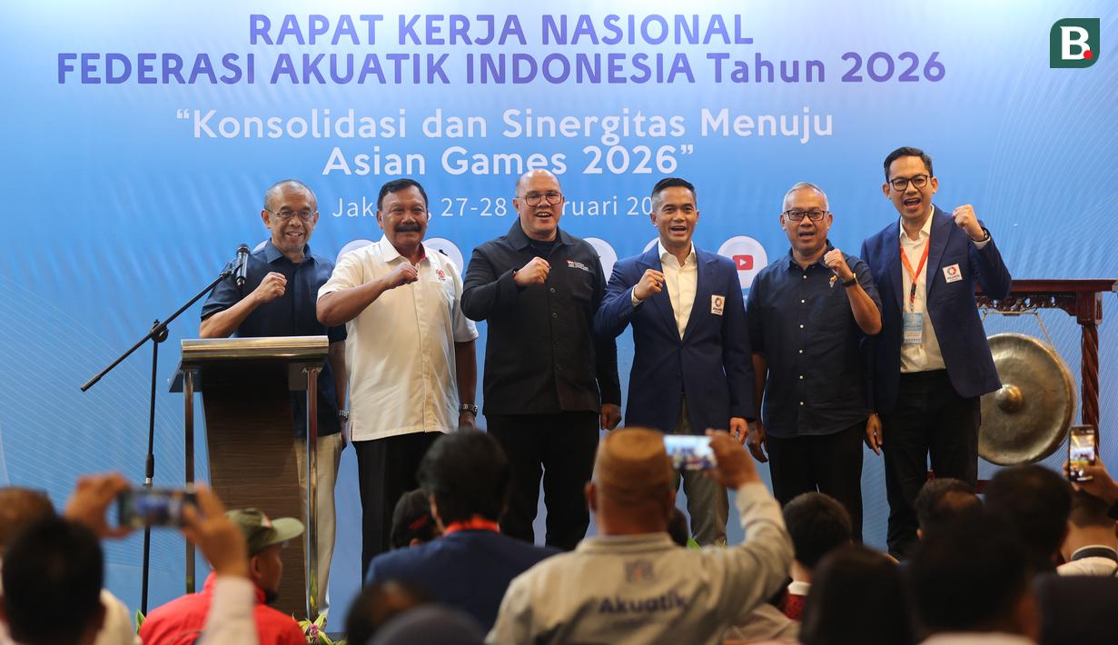 Federasi Akuatik Indonesia menggelar Rapat Kerja Nasional (Rakornas) di Hotel Aryaduta, Jakarta Pusat pada Sabtu (28/2/2026). Dalam raker tersebut, Ketua Umum Akuatik Indonesia, Anindya Bakrie, bicara tentang pembinaan atlet muda dan berharap bisa mengakhiri puasa gelar di Asian Games. Kali terakhir ada medali yang dibawa pulang perenang Indonesia terjadi pada edisi 1990. (Bola.com/M Iqbal Ichsan)