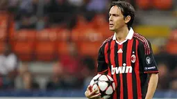 Striker AC Milan, Filippo Inzaghi ketika berlaga dalam lanjutan Liga Champions antara AC Milan vs Zurich di San Siro, Milan, 30 September 2009. AFP PHOTO/GIUSEPPE CACACE