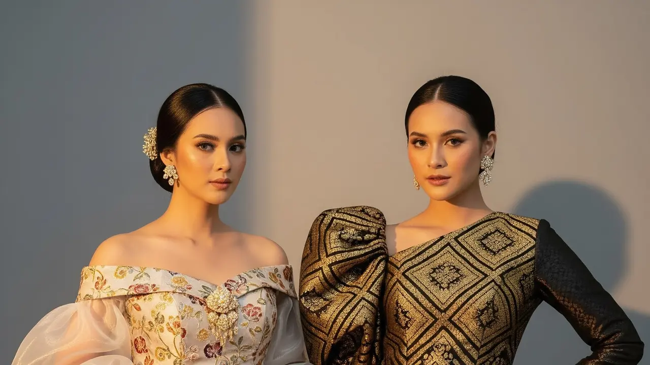 Batik Kombinasi Brokat Lengan Balon Elegan Terbaru 2025