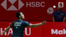 Kemenangan atas Lin Chun-yi mengantar Jonatan Christie melaju ke perempat final Indonesia Masters 2025. (Liputan6.com/Herman Zakharia)
