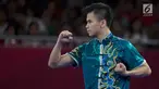 Atlet wushu putra Indonesia, Marvelo Edgar Xavier memperagakan jurus saat bertanding dalam nomor Cangquan putra Asian Games di JIExpo, Kemayoran Jakarta, Minggu (19/8). Edgar mempersembahkan medali perak dengan angka 9.72. (Bola.com/Vitalis Yogi Trisna)