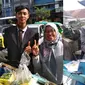 (Foto: Hikam Abdul Manan/Facebook) Bikin heboh pembeli, penjual tahu asal Bogor ini berpempilan necis ala orang kantoran.